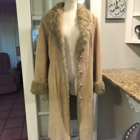 Wilsons Leather Maxima Penny Lane leather faux fur boho Y2K LONG Coat - Picture 5 of 16